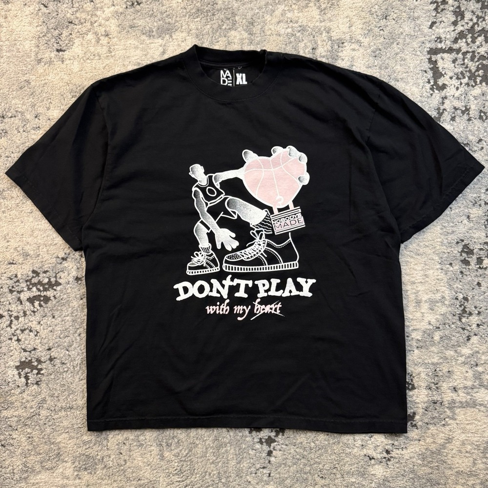 Made Hoops "Don't Play With My Heart" Basketball T-Shirt Black Size XL